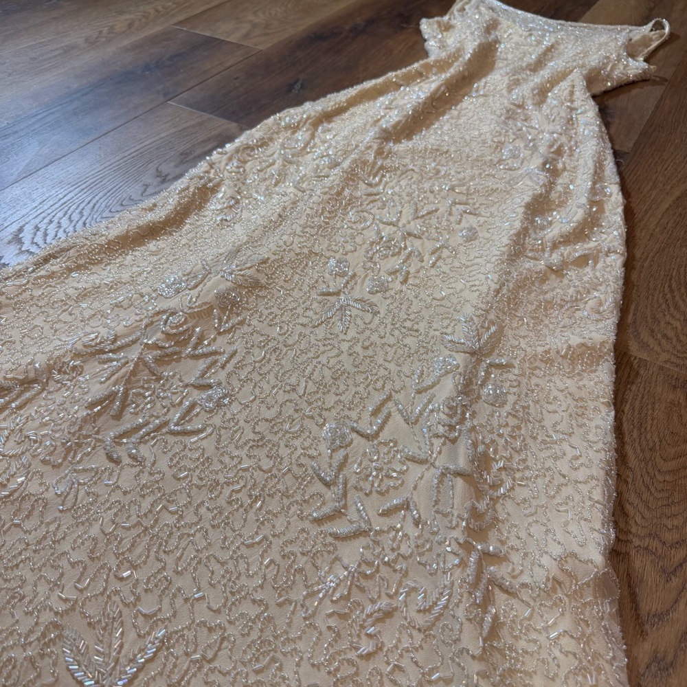 Vintage 100% Silk Beaded Dress Vintage Beaded Dress Vintage Wedding Dress Prom - Picture 8 of 17